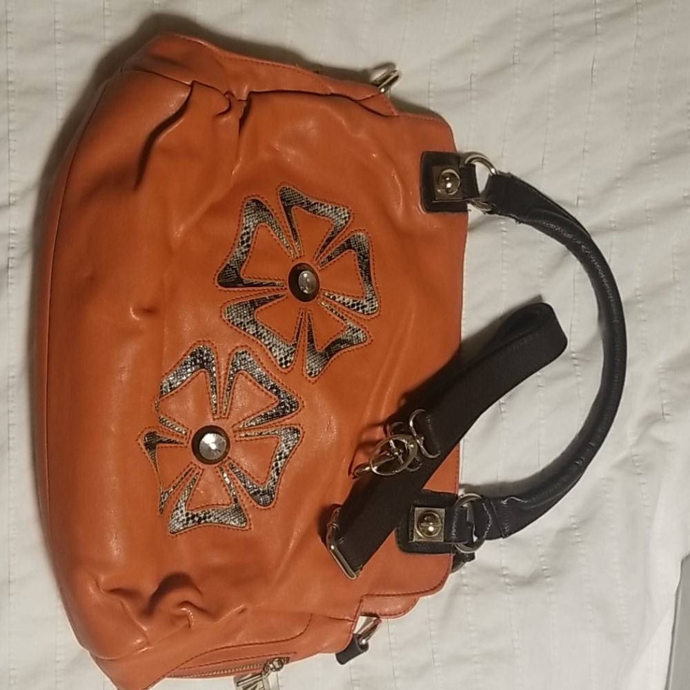 Orange Leather Purse Arianna